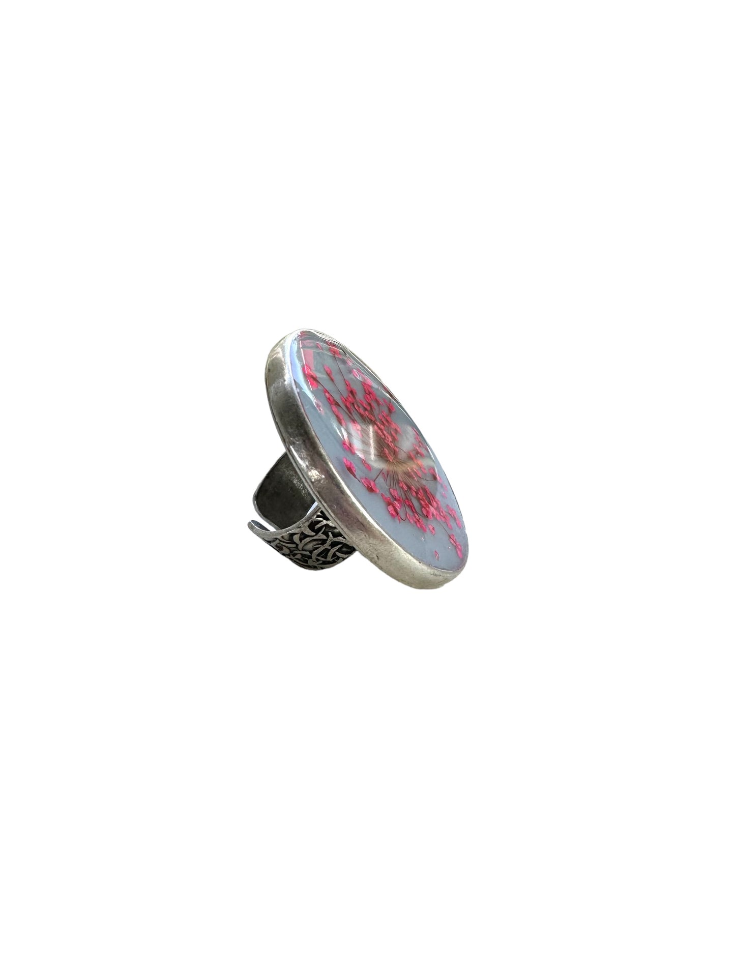 Large round ring with pink flowers
