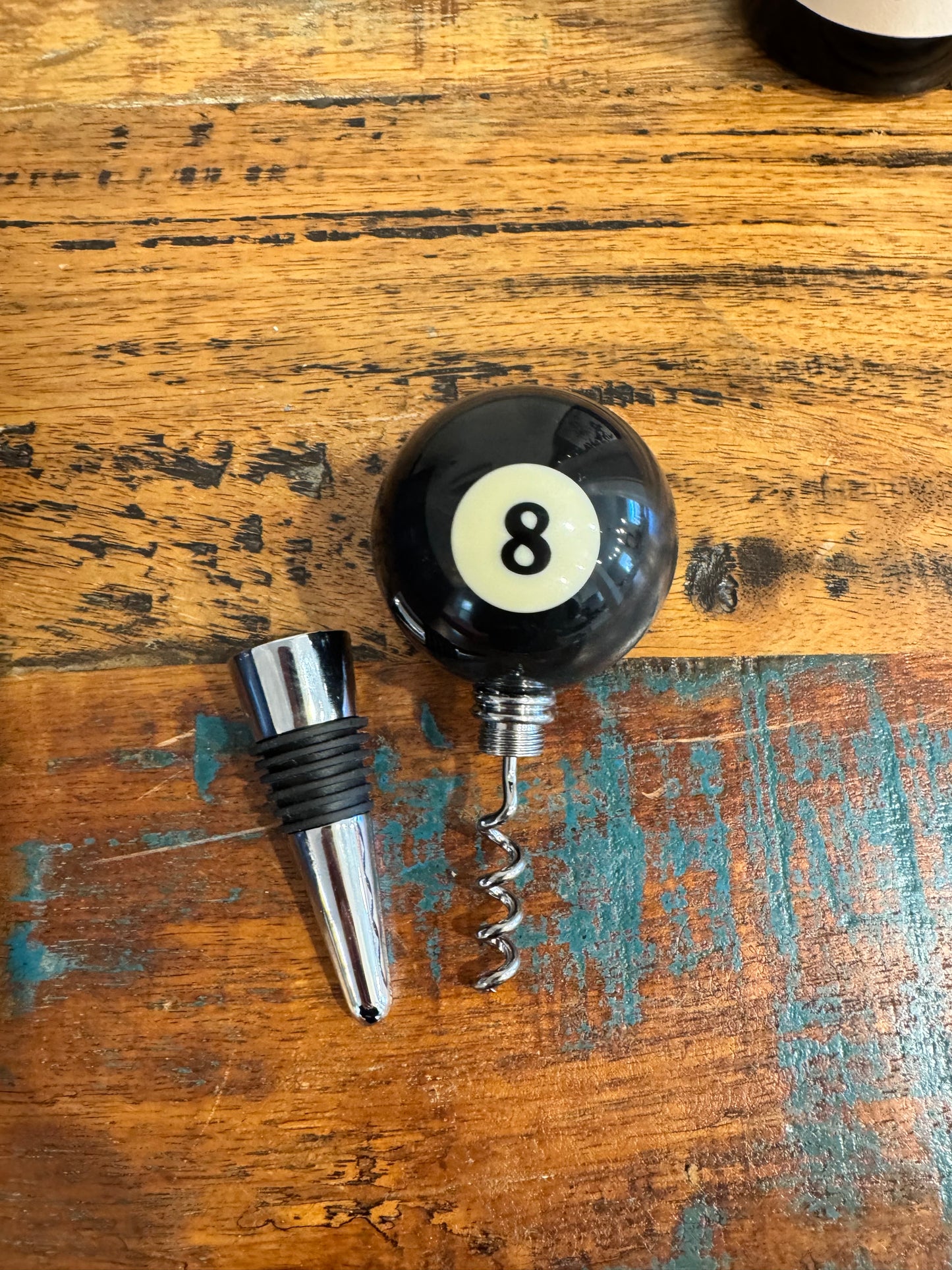 8-Ball Wine Stopper & Corkscrew Set