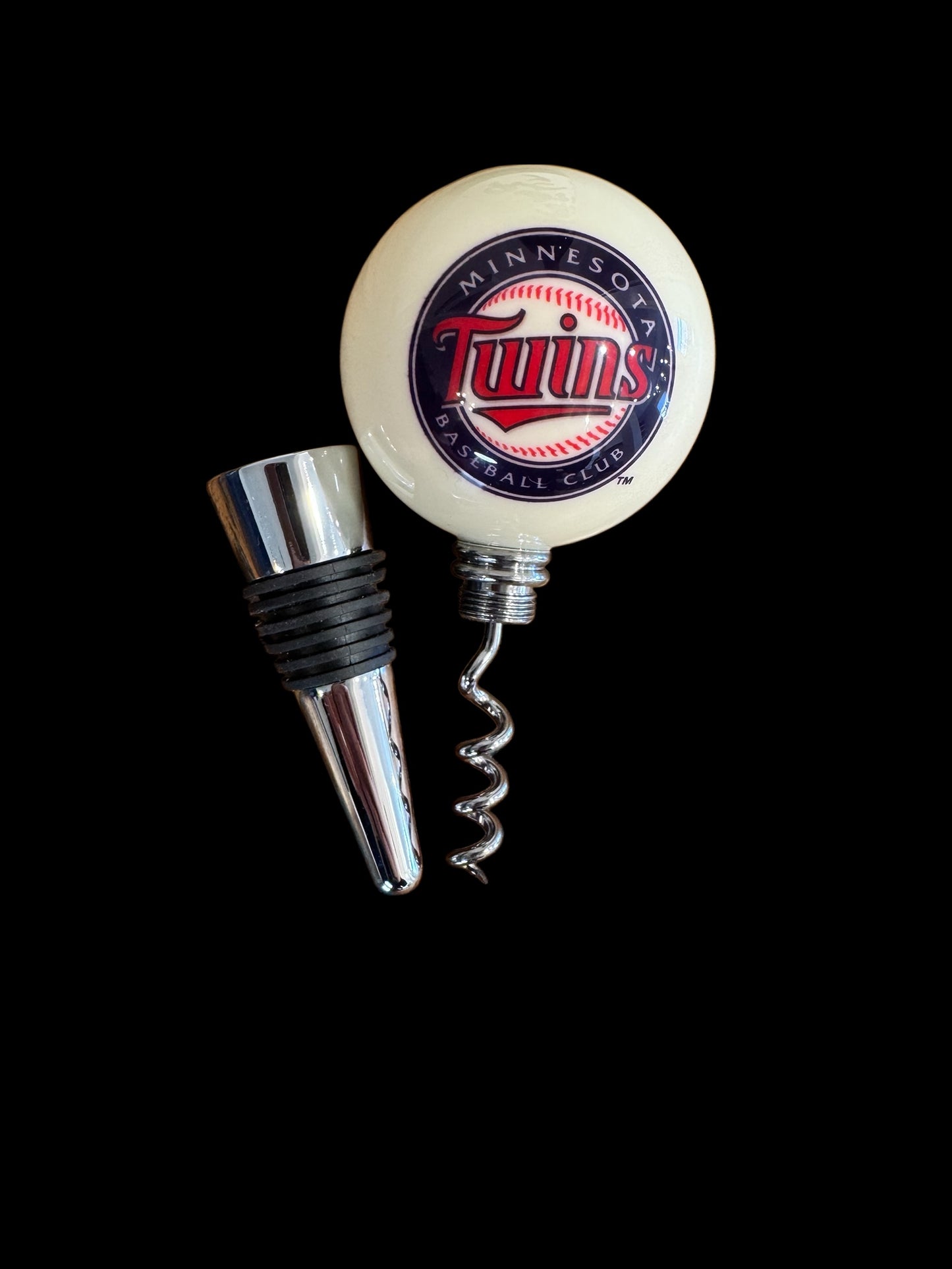 Twins billiard Ball Wine Stopper & Corkscrew Set