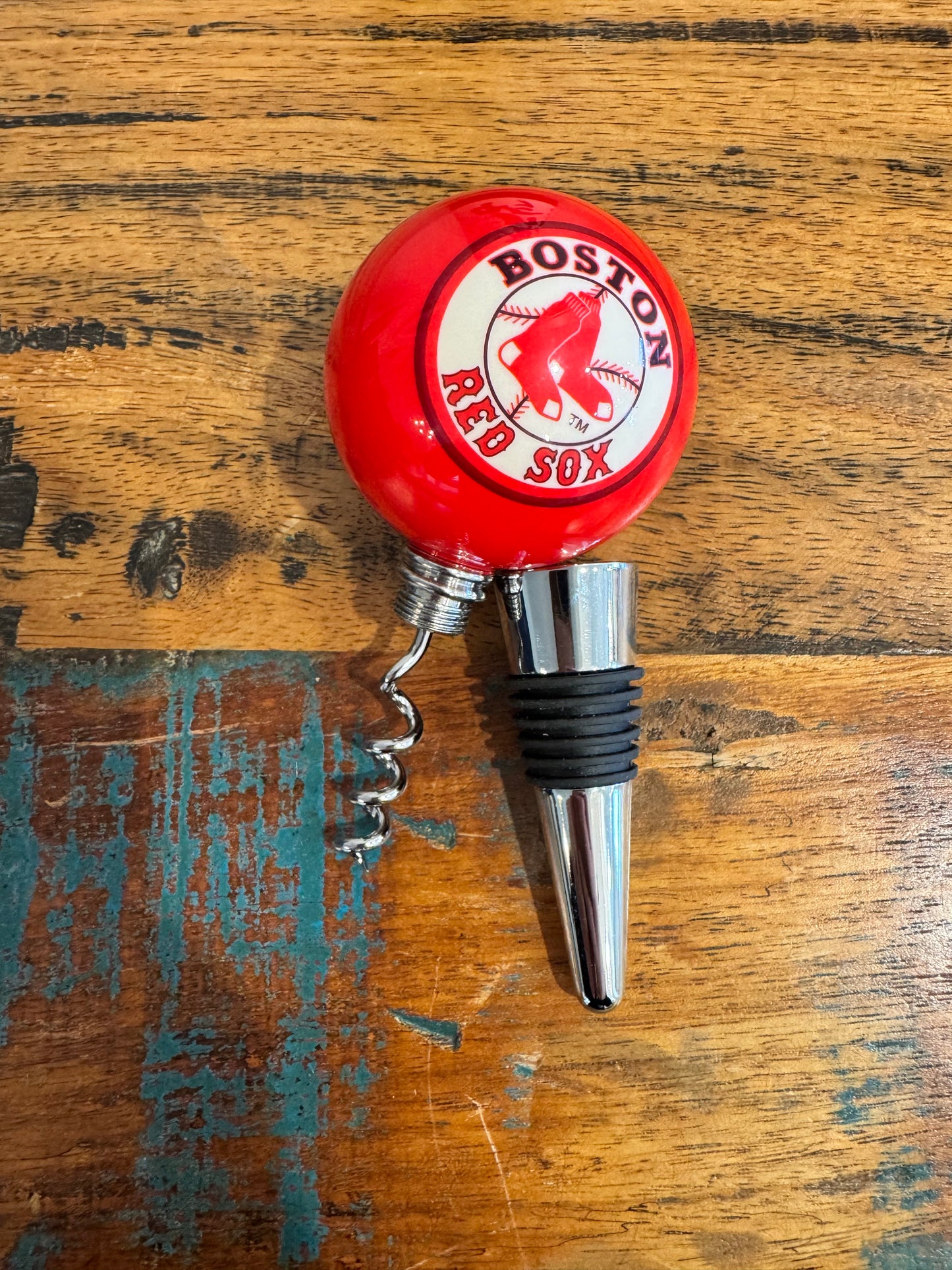 Red Sox billiard Ball Wine Stopper & Corkscrew Set