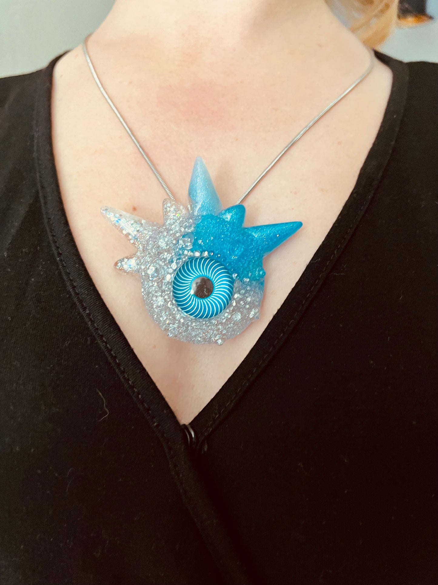 Gothic necklace, evil eye jewelry, dragon eye, handmade resin necklace, quirky pastel goth gift, spooky jewelry, kawaii gift.