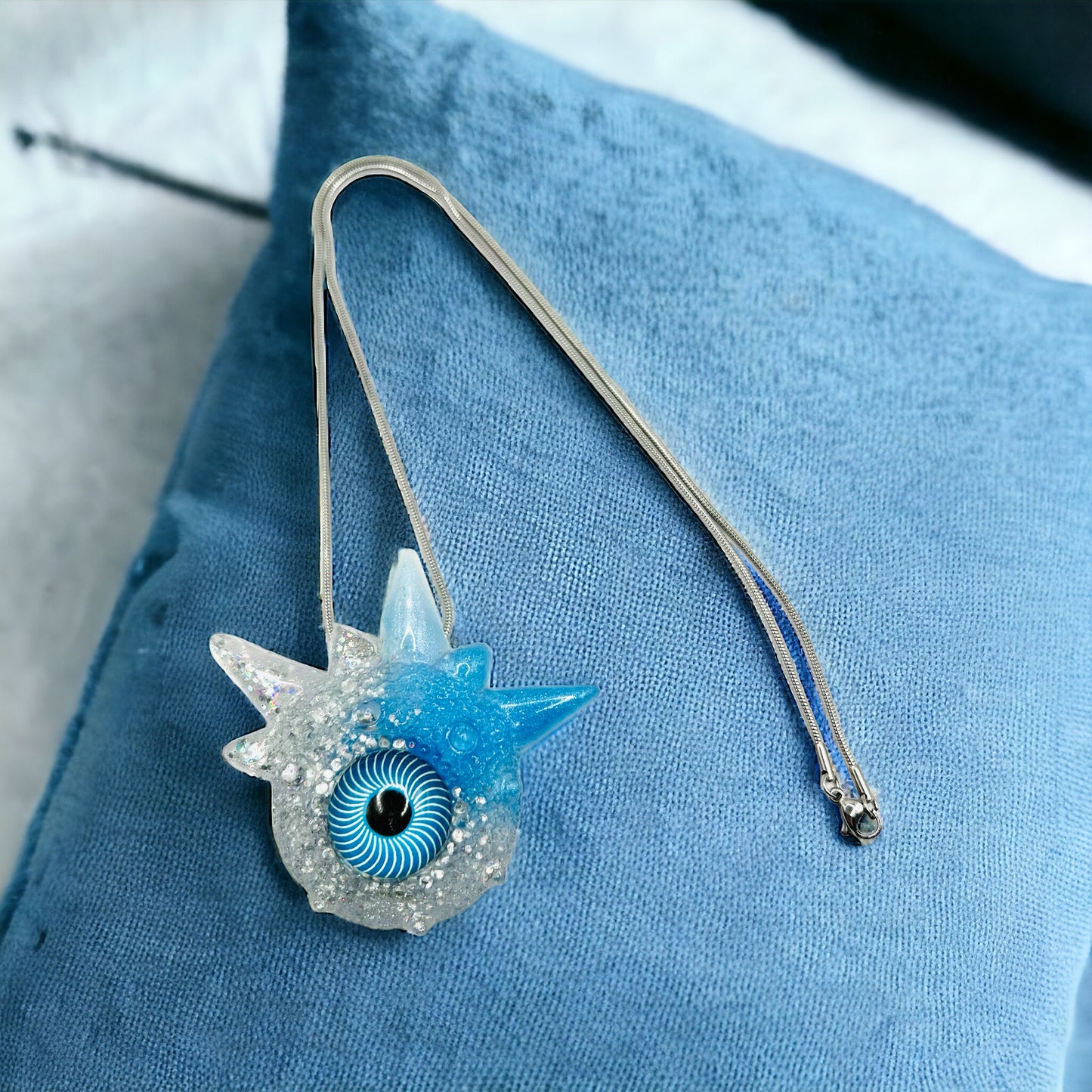 Gothic necklace, evil eye jewelry, dragon eye, handmade resin necklace, quirky pastel goth gift, spooky jewelry, kawaii gift.