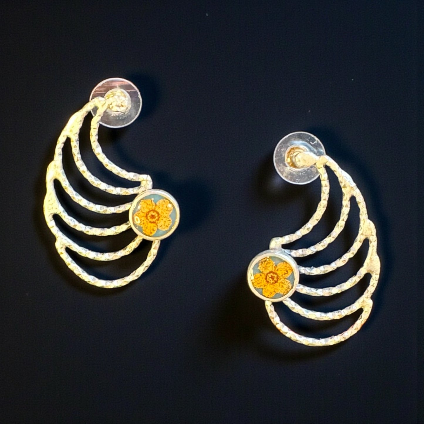 Silver plated wings earrings