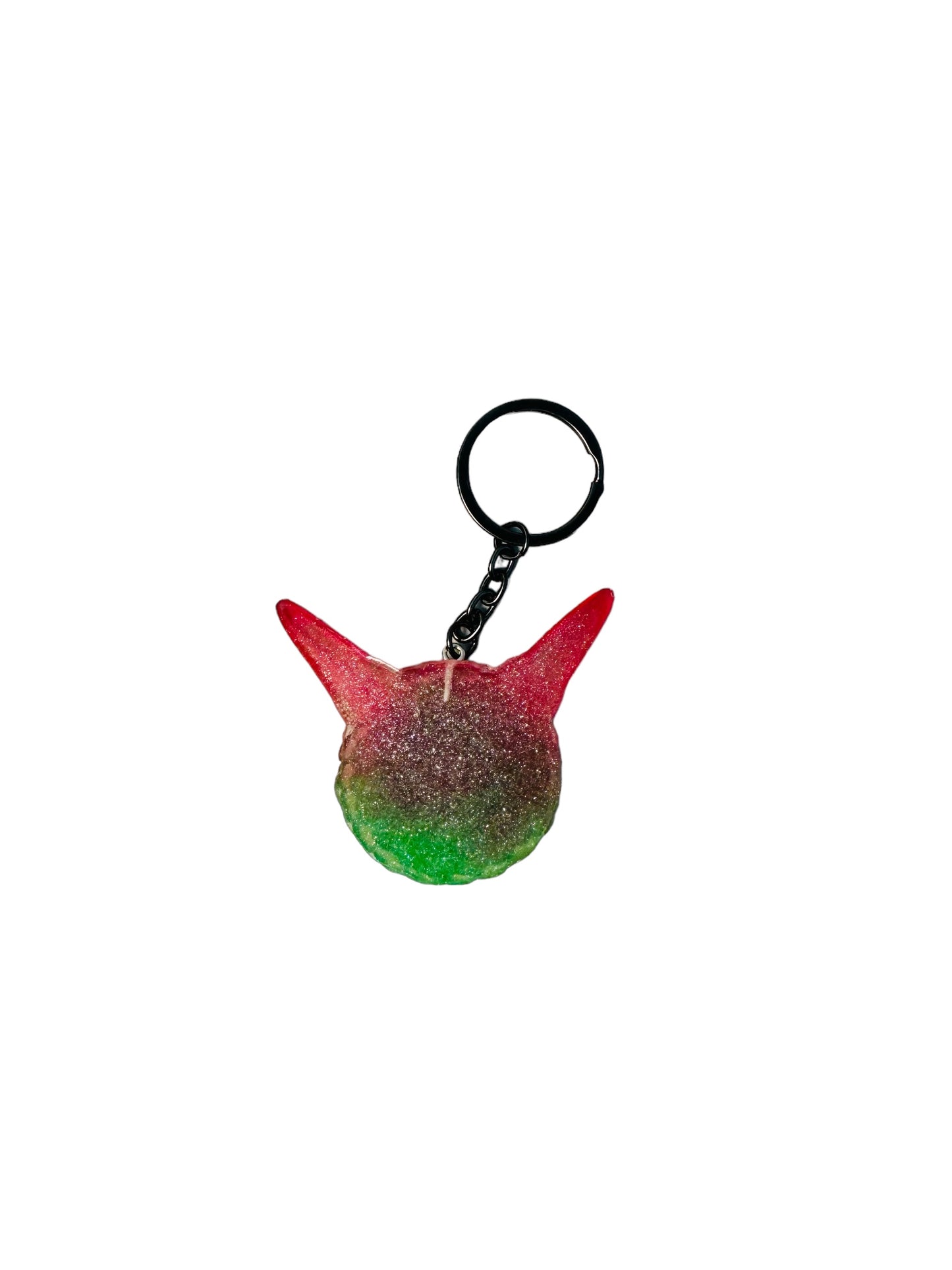 Monster green and pink kawaii keychain. Model Pointy.