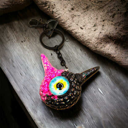 Monster pink and black pastel goth keychain,. Model Pointy.