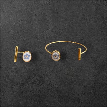 Forget-me-not ring and bracelet gold plated set