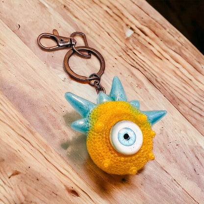 Monster blue and yellow keychain. Model Spiky.