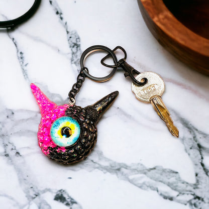 Monster pink and black pastel goth keychain,. Model Pointy.