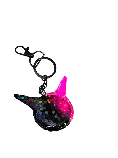 Monster pink and black pastel goth keychain,. Model Pointy.