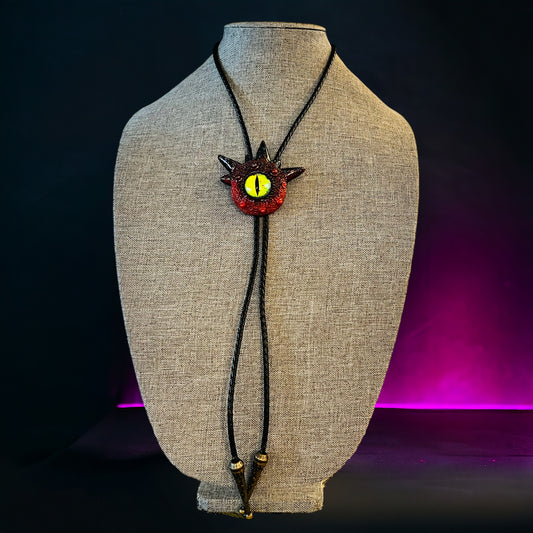 Bolo tie, unique monster bolo necktie, handmade resin jewelry, unisex bolo tie. Model Spiky.