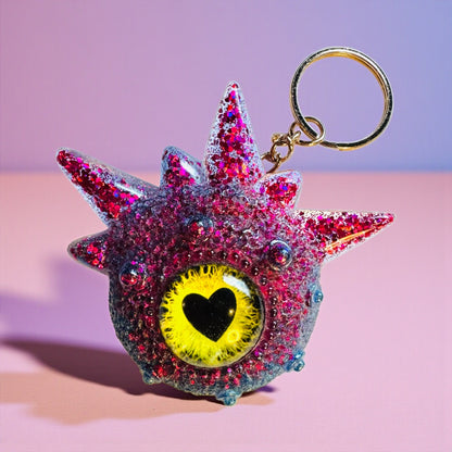 Monster pink and blue keychain. Model Spiky.