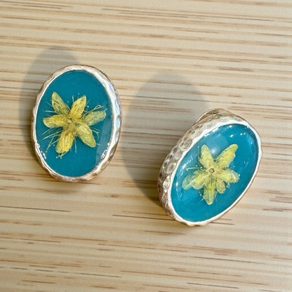 Silver plated oval earrings
