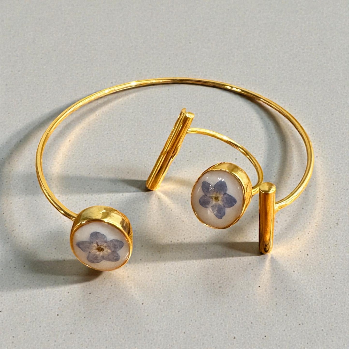 Forget-me-not ring and bracelet gold plated set