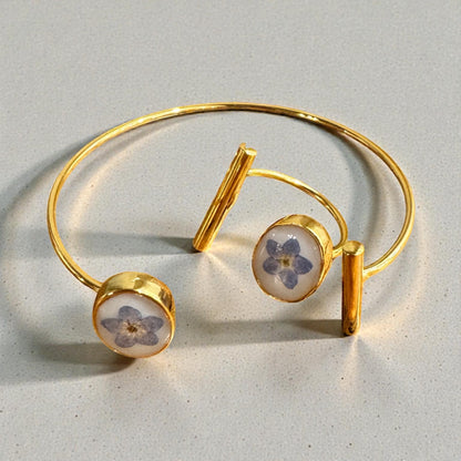 Forget-me-not ring and bracelet gold plated set