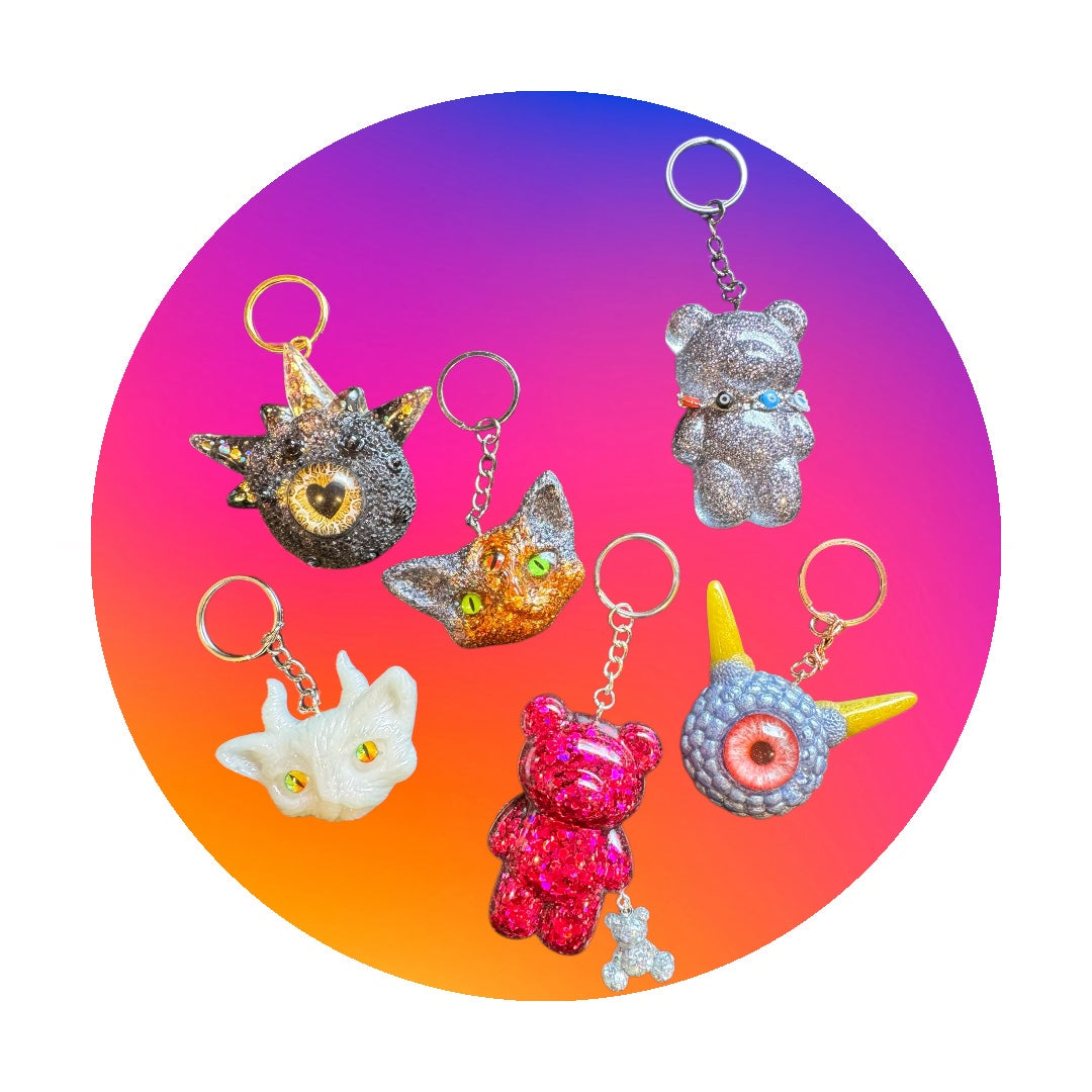 Sparkly silver gummy bear keychain