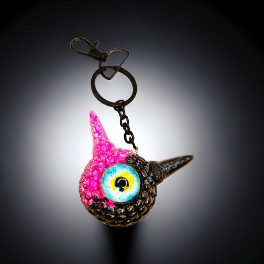 Monster pink and black pastel goth keychain,. Model Pointy.