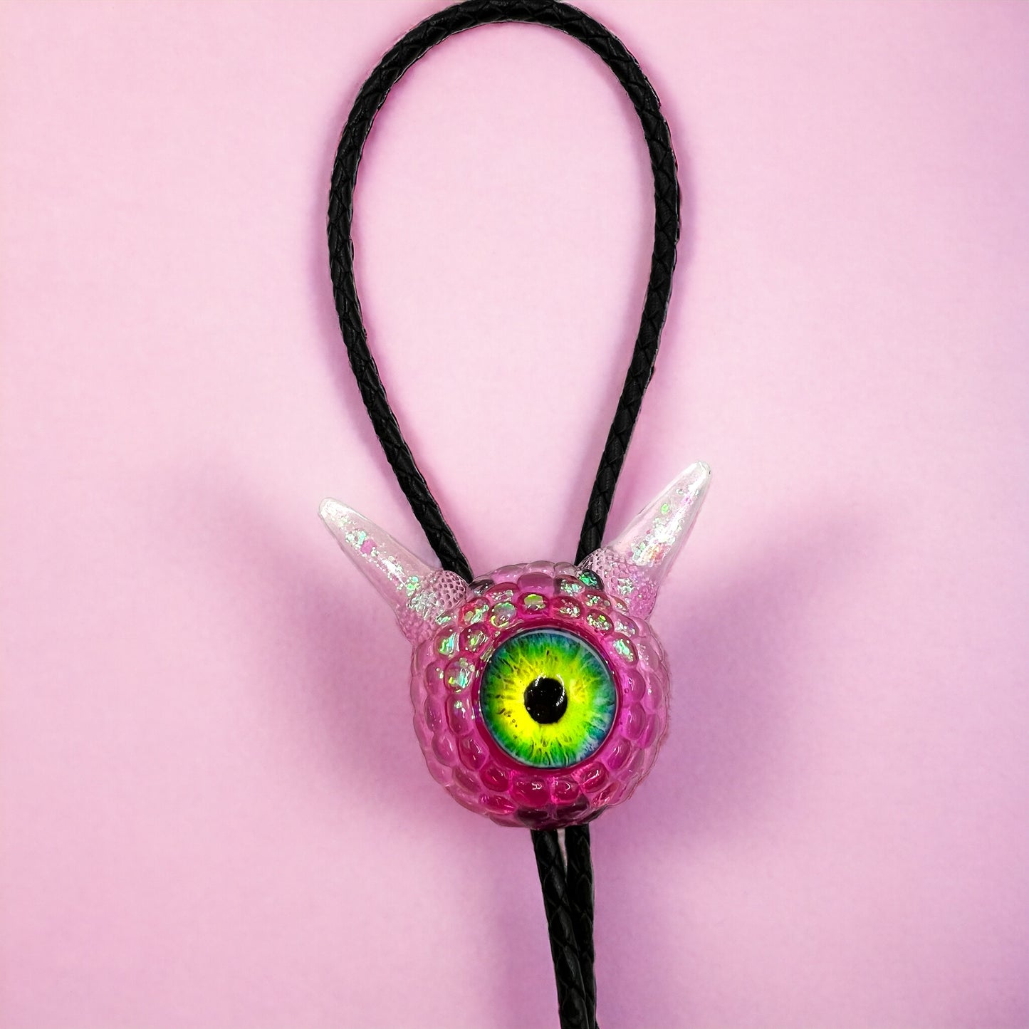 Bolo tie, Pink Monster bolo necktie. Model Pointy.