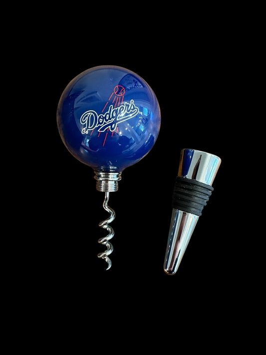 Dodgers billiard Ball Wine Stopper & Corkscrew Set