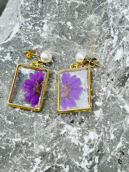 Purple Daisy Earrings