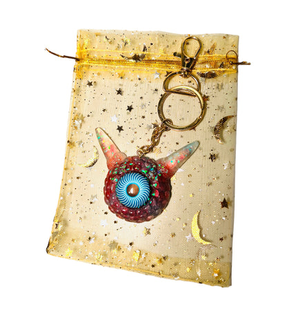 Monster Eye red and blue keychain. Model Pointy.