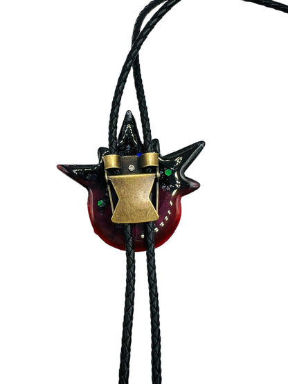 Bolo tie, unique monster bolo necktie, handmade resin jewelry, unisex bolo tie. Model Spiky.