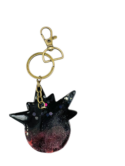 Creepy Monster Eye keychain, black and copper. Model Spiky.