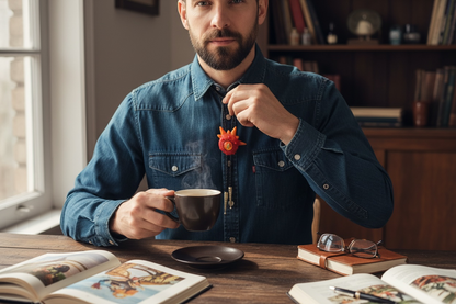 Monster bolo tie in red and orange. Model Spiky.