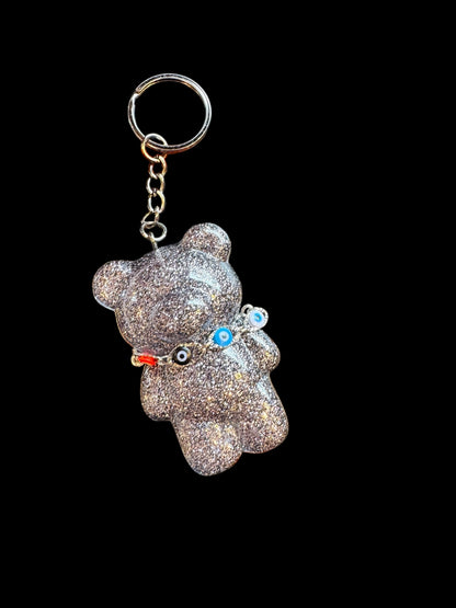 Sparkly silver gummy bear keychain