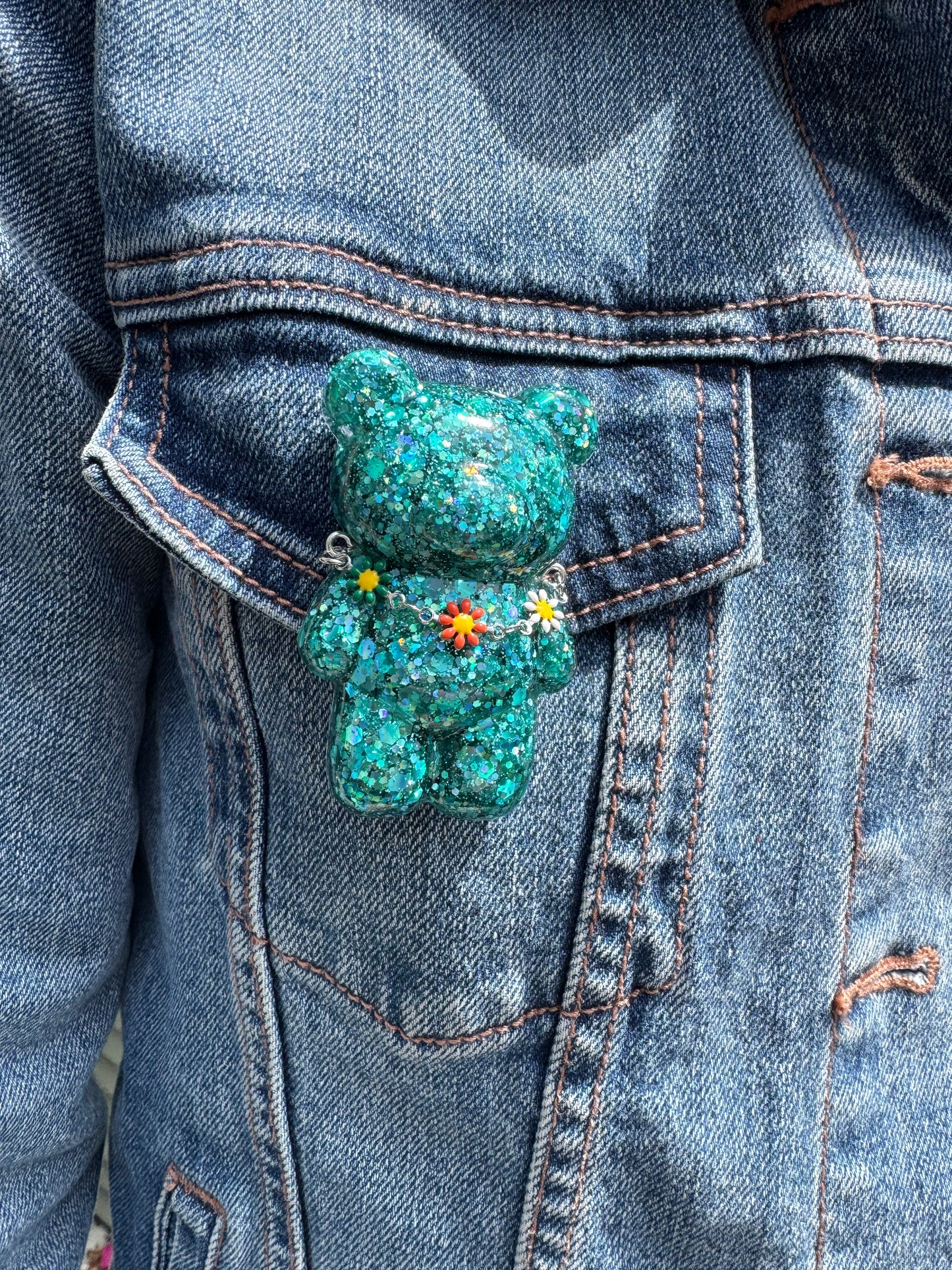 Turquoise bear brooch