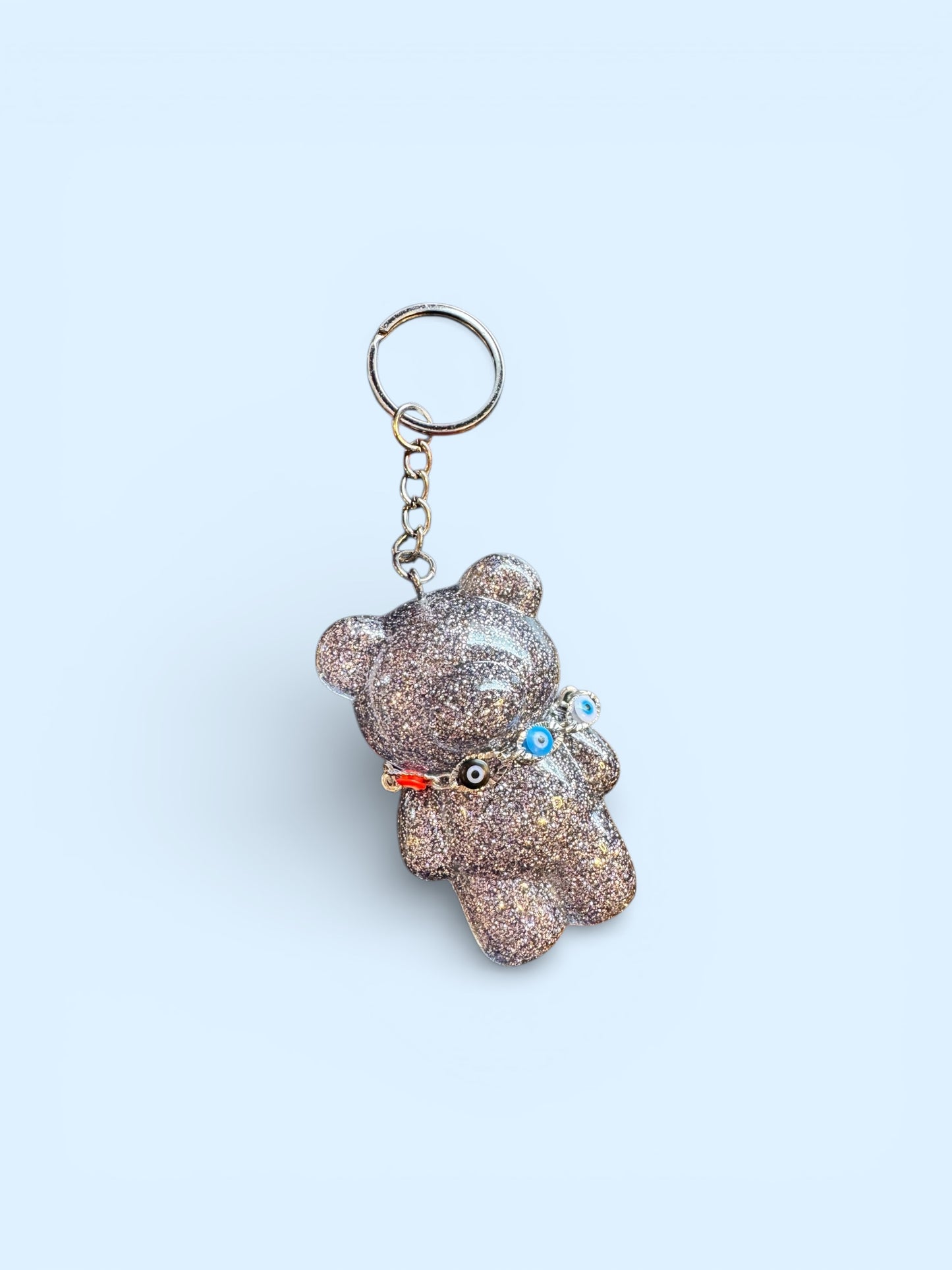 Sparkly silver gummy bear keychain