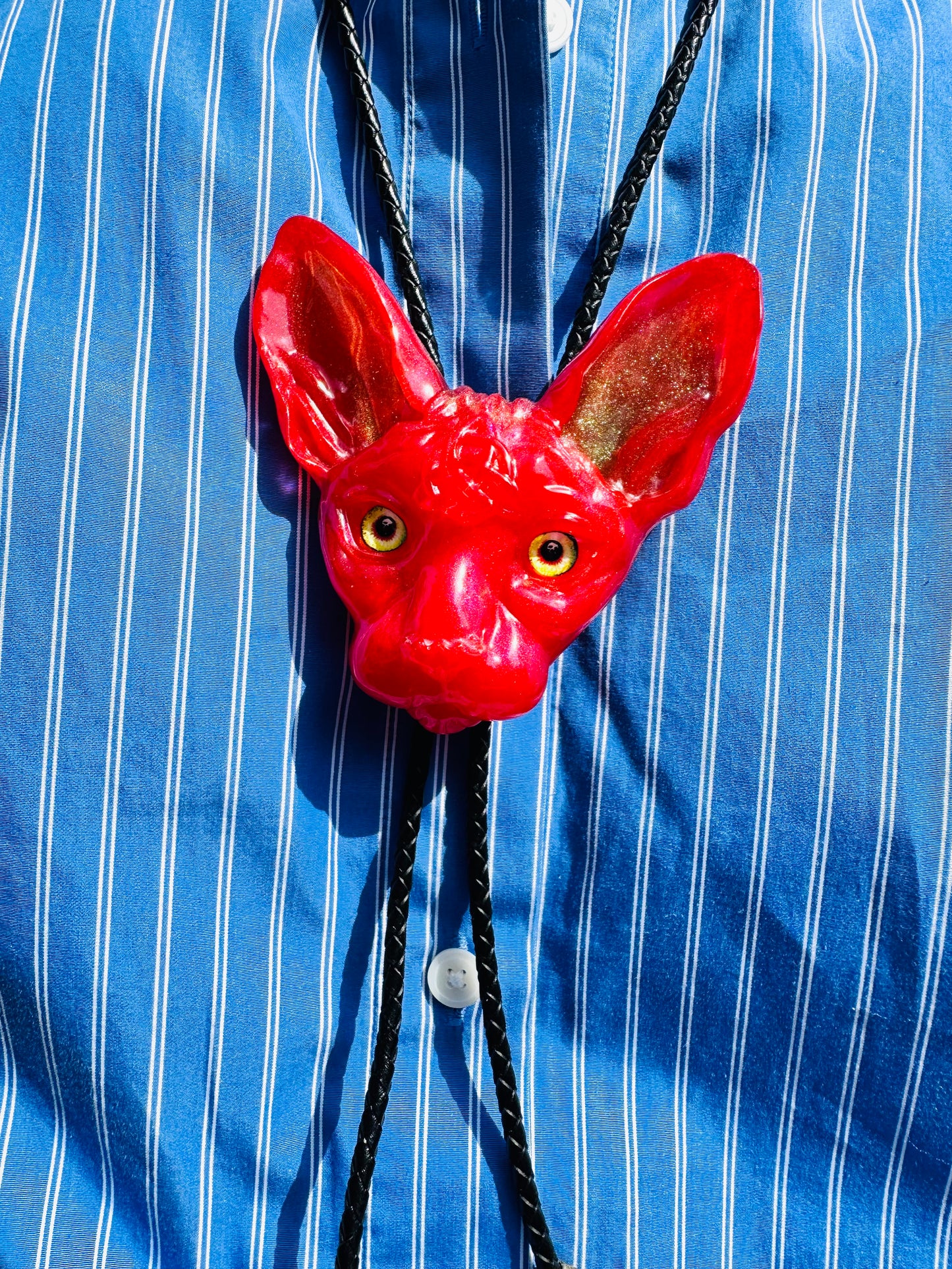 Cat bolo tie in red.