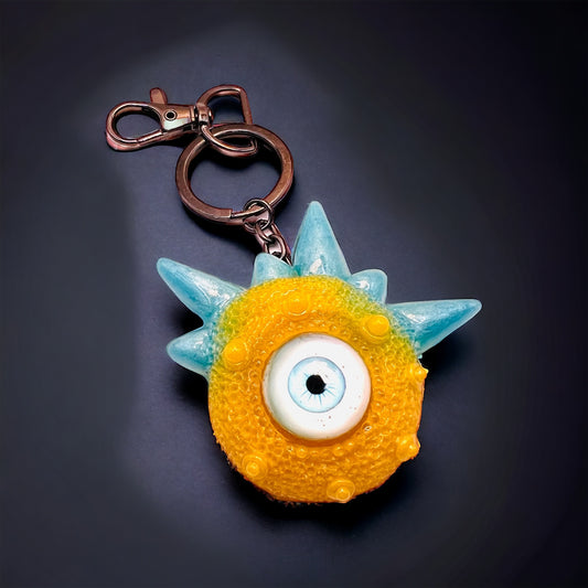 Monster blue and yellow keychain. Model Spiky.