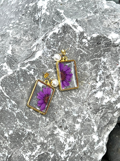 Purple Daisy Earrings