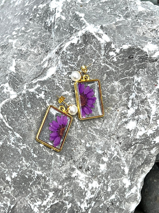 Purple Daisy Earrings