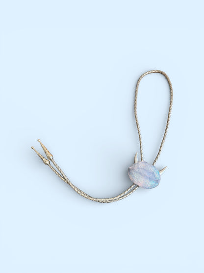 Bolo tie with silver horns, silver clear lips