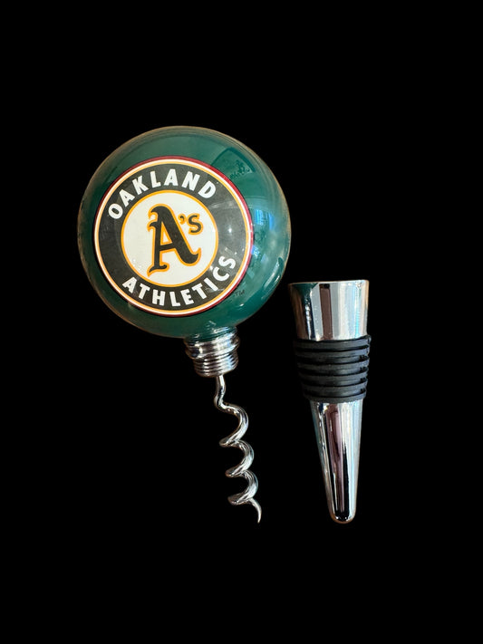 A’s billiard Ball Wine Stopper & Corkscrew Set, green version