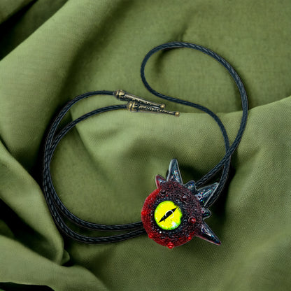 Bolo tie, unique monster bolo necktie, handmade resin jewelry, unisex bolo tie. Model Spiky.