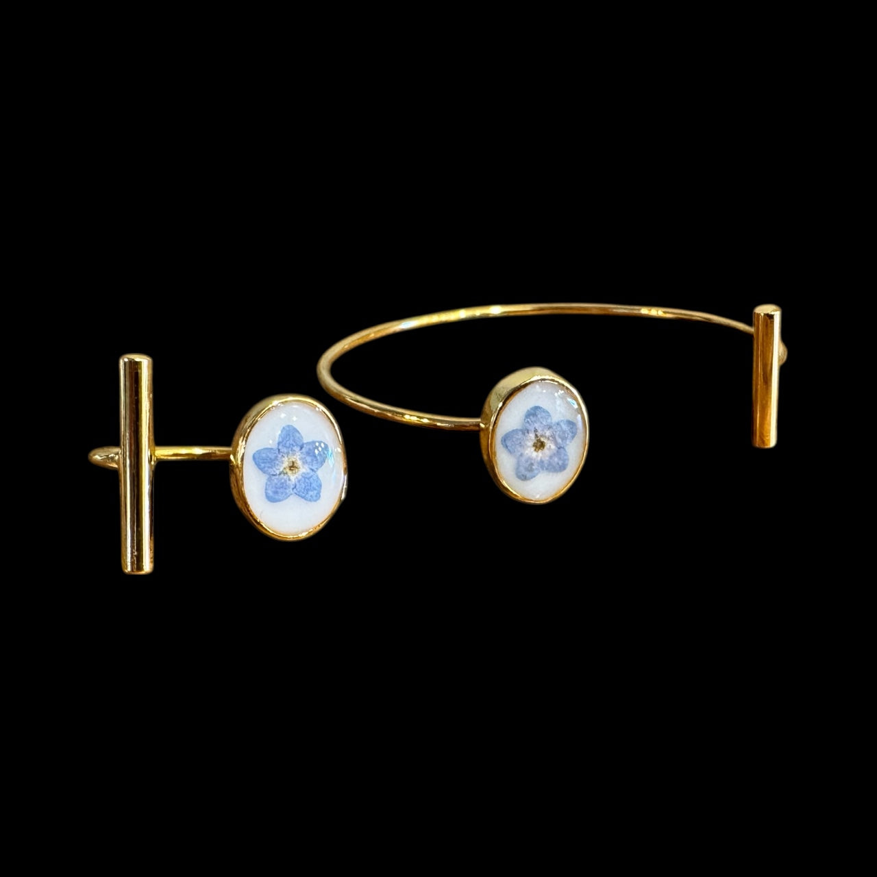 Forget-me-not ring and bracelet gold plated set