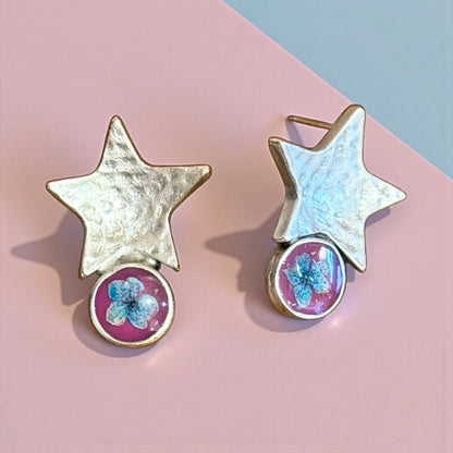 Silver plated star earrings