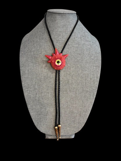 Monster bolo tie in pink. Model Spiky.