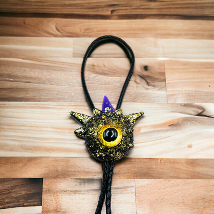 Bolo tie, western style, unique monster bolo necktie, handmade resin jewelry, unisex bolo tie. Model Spiky.