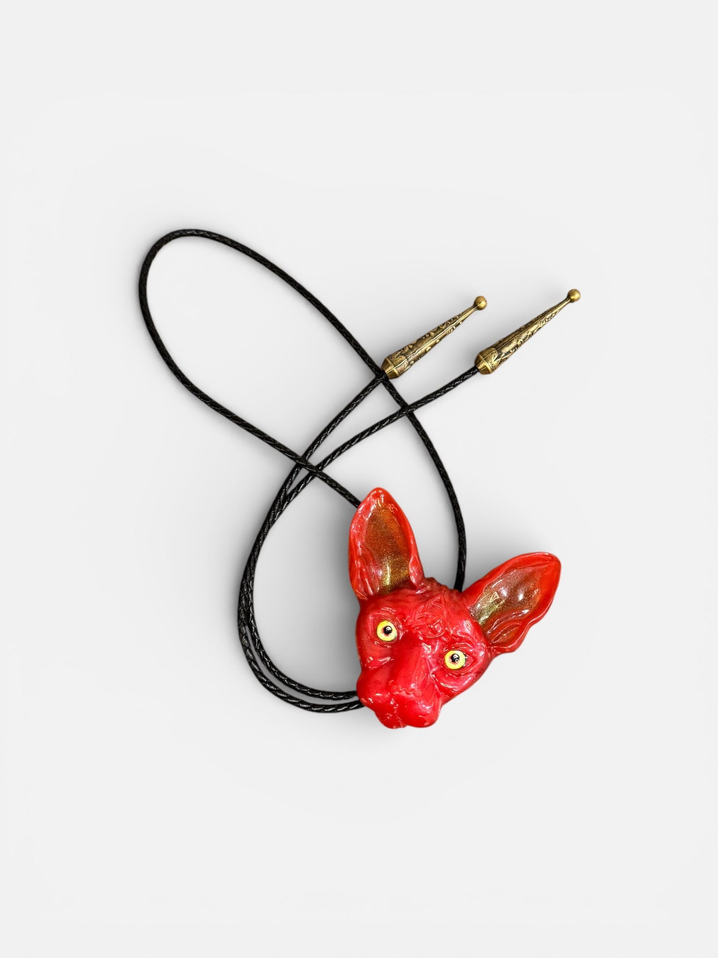 Cat bolo tie in red.