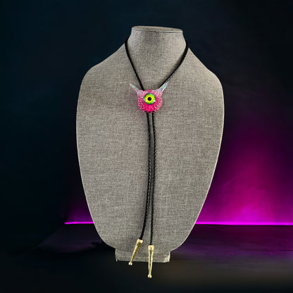 Bolo tie, Pink Monster bolo necktie. Model Pointy.