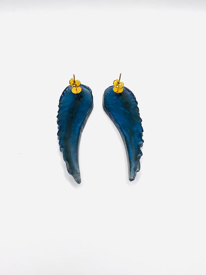 Angel wings earrings, Dark blue wings.