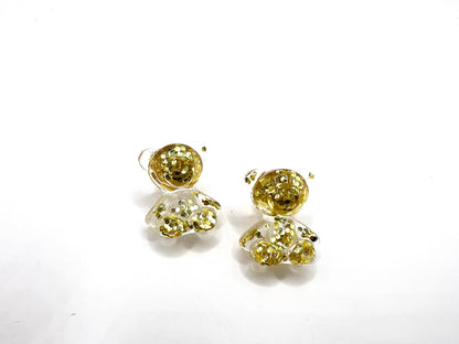 Gold Glitter Teddy Bear Earring Studs