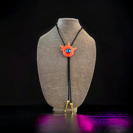 Bolo tie, unique jewelry monster bolo necktie in coral. Model Spiky.