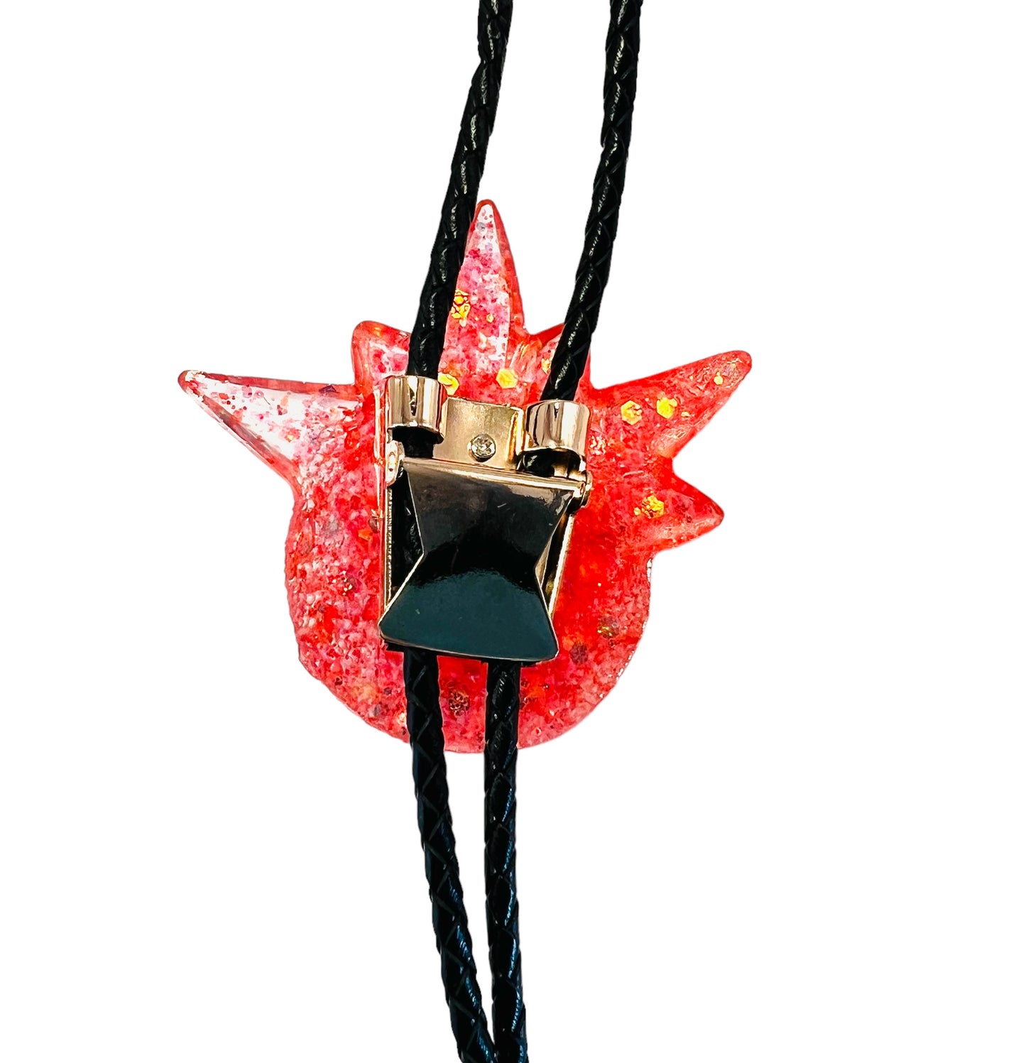 Bolo tie, unique jewelry monster bolo necktie in coral. Model Spiky.