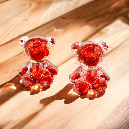 Glittery Red Teddy Bear Earring Studs