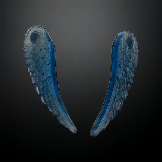 Angel wings earrings, Dark blue wings.