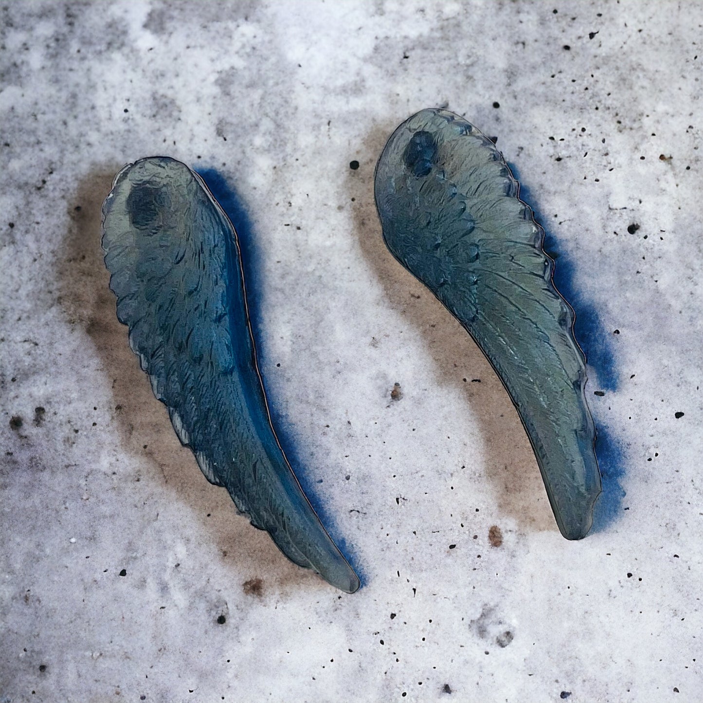 Angel wings earrings, Dark blue wings.